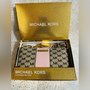 Michael Kors Logo Belt Bag with Pink Accent